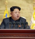 North Korean leader Kim Jong-Un delivers a speech at the 4th national conference of war veterans, in Pyongyang, on July 25, 2015. (Yonhap/KCNA)