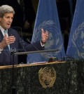 U.S. Secretary of State John Kerry speaks during the Paris Agreement on climate change ceremony, Friday, April 22, 2016 at U.N. headquarters.