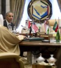 President Barack Obama, with Saudi Arabia's King Salman, right, speaks after a Gulf Cooperation Council session at the Diriyah Palace during the Gulf Cooperation Council Summit in Riyadh, Saudi Arabia, Thursday, April 21, 2016. The president is on a six day trip to strategize with his counterparts in Saudi Arabia, England and Germany on a broad range of issues with efforts to rein in the Islamic State group being the common denominator in all three stops.