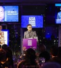 This image, provided by S.M. Entertainment, shows Lee Soo-man, the founding chairman the talent agency, giving an award speech at the 2016 Asia Game Changer Awards ceremony held at United Nations headquarters in New York on Oct. 27 (local time). Lee receives a prestigious award from U.S. non-profit organization Asia Society for his role in the globalization of K-pop.