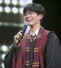 In this photo provided by Blossom Entertainment, Park Bo-gum smiles in a Harry Potter costume during a fan meeting at Seoul's Kyunghee University on March 11, 2017.