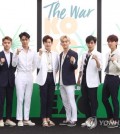 K-pop boy band EXO poses for the camera during a publicity event for its fourth album, "The War," at Grand Walkerhill hotel in Seoul on July 18, 2017. (Yonhap)