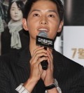 Actor Song Joong-ki speaks to reporters at a press conference for his new movie "The Battleship Island" on July 19, 2017, at CGV Yongsan in central Seoul. (Yonhap)