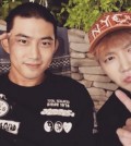 This screenshot from the Instagram account of 2PM member Jun. K (R) shows band mate Ok Taecyeon (L) rocking a military-style hair cut before entering the Army on Sept. 4, 2017. (Yonhap)