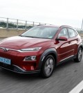 This photo provided by South Korea's biggest carmaker Hyundai Motor Co. shows a new electric version of its Kona subcompact sport utility vehicle (SUV) on expressways surrounding Seoul on Aug. 28, 2018. The new vehicle boasts an impressive range and various safety features. (Yonhap)