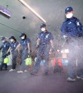 Sanitation workers disinfect the second terminal of Incheon airport, west of Seoul, on Sept. 10, 2018, as part of efforts to stop the spread of Middle East Respiratory Syndrome (MERS). A 61-year-old South Korean man was confirmed a day before to be infected with the MERS virus after traveling to Kuwait via Dubai. (Yonhap)