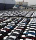 This file photo, taken March 26, 2018, shows the export pier of Hyundai Motor Co. in the southeastern city of Ulsan packed with cars waiting to be shipped. (Yonhap)