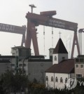 Goliath cranes at Hyundai Heavy Industries Co.'s shipyard in Ulsan (Yonhap)