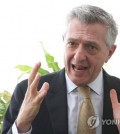 Filippo Grandi, U.N. high commissioner for refugees, speaks in an interview with Yonhap News Agency in Seoul on Oct. 24, 2018. (Yonhap)