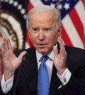 U.S. President Joe Biden speaks as he holds a meeting with CEOs of companies in a variety of sectors to discuss the holiday shopping season, at the White House in Washington, U.S., November 29, 2021. REUTERS/Kevin Lamarque