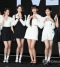 K-pop girl group Ive poses for the camera during a press conference at a Seoul hotel on April 10, 2023, to promote its first full-length album, "I've Ive." (Yonhap)