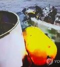 This photo, provided by South Korea's Joint Chiefs of Staff on May 31, 2023, shows an object believed to be part of North Korea's "space launch vehicle" that was retrieved from the Yellow Sea. The North said a rocket carrying a military spy satellite it launched earlier in the day crashed into the sea due to an engine problem and that the country plans to carry out its second launch "as soon as possible." (PHOTO NOT FOR SALE) (Yonhap)