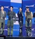 K-pop boy group Ateez poses during a media showcase for its upcoming EP, "The World Ep. 2: Outlaw," at KBS Arena in western Seoul on June 15, 2023. (Yonhap)