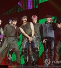 K-pop boy group Ateez performs during a media showcase for its ninth EP, "The World Ep. 2: Outlaw," at KBS Arena in western Seoul on June 15, 2023. (Yonhap)