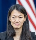 This photo, taken on Oct. 18, 2023, shows Julie Turner, the new U.S. special envoy for North Korean human rights issues, meeting with reporters in Seoul. (Pool photo) (Yonhap)