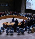 Delegates observe a minute of silence for the victims of the October 7 attack on Israel by Palestinian Islamist group Hamas and for Palestinians who died in the conflict between Israel and Hamas, during a meeting of the United Nations Security Council, at U.N. headquarters in New York, U.S., November 10, 2023. REUTERS/David 'Dee' Delgado