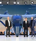 This photo provided by Hyundai Motor Group on Jan. 10, 2024, shows the product concept of S-A2, an electric vertical takeoff and landing (eVTOL) vehicle under development by the group's air mobility unit Supernal, unveiled at CES 2024 in Las Vegas. (PHOTO NOT FOR SALE) (Yonhap)