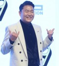 South Korean singer Psy poses for a photo during a publicity event in Seoul on April 29, 2022, to unveil his ninth full-length studio album titled "Psy 9th." (Yonhap)