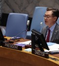 북한인권 안보리 공식회의 주재하는 황준국 대사[로이터]
