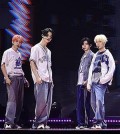 K-pop boy group Enhypen performs a track from its second full-length album, "XO," during a media showcase in Seoul on July 11, 2024. The album was released the following day. (Yonhap)