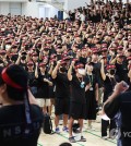 In this file photo, unionized workers of Samsung Electronics Co. stage a rally at Samsung's Giheung Campus in Yongin, 42 kilometers south of Seoul, on July 22, 2024. (Yonhap)