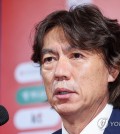 Hong Myung-bo, head coach of the South Korean men's national football team, speaks at a press conference at the Korea Football Association House in Seoul on Aug. 26, 2024, announcing his squad for the World Cup qualifying matches in September. (Yonhap)