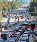 Long lines of vehicles jam the Gyeongbu Expressway in Seocho Ward, southern Seoul, on Sept. 14, 2024, the first day of the extended Chuseok holiday. (Yonhap)