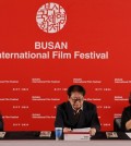 Officials at the Busan International Film Festival (BIFF) attend a press event, wrapping up its 10-day run, in Busan on Oct. 11, 2024. (Yonhap)