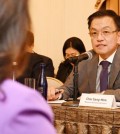 Finance Minister Choi Sang-mok speaks during a meeting with U.S. investors in New York on Oct. 22, 2024, in this photo released by the Ministry of Economy and Finance. (PHOTO NOT FOR SALE) (Yonhap)