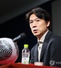 Hong Myung-bo, head coach of the South Korean men's national football team, speaks at a press conference at the Korea Football Association House in Seoul on Nov. 4, 2024, announcing his squad for World Cup qualifying matches in November. (Yonhap)